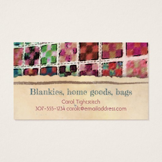 Quilter patchwork naaivaartuig visitekaartje (Achterkant)