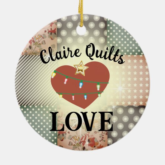 quilter quilting love personalized Kerstmis Keramisch Ornament (Achterkant)