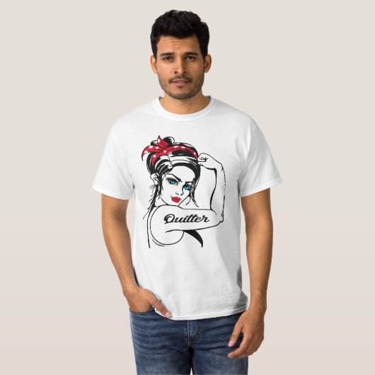 Quilter Rosie de riveter omhoog T-shirt (Voorkant volledig)