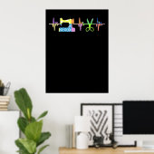 Quilter Sewing Heartbeat - Quilter Lover Poster (Thuiskantoor)