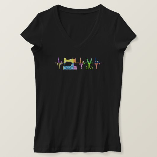 Quilter Sewing Heartbeat - Quilter Lover T-shirt (Design voorkant)