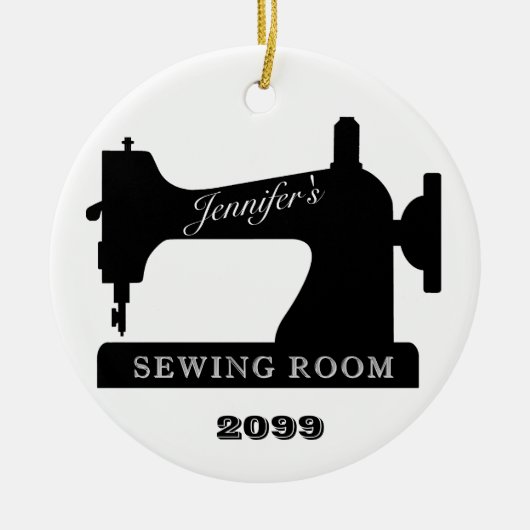 Quilter Sewing Room Sewing Machine Christmas Keramisch Ornament (Voorkant)