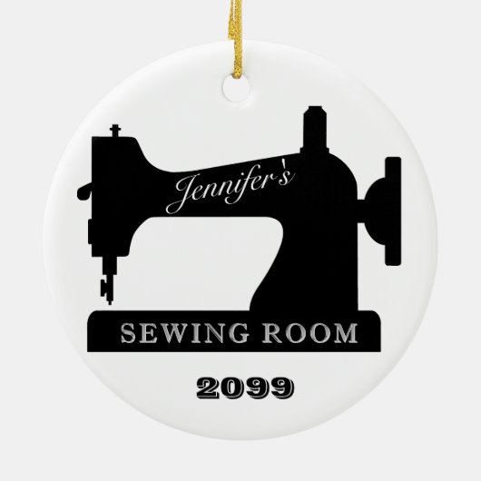 Quilter Sewing Room Sewing Machine Christmas Keramisch Ornament (Achterkant)