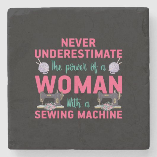 Quilter The Power Of A Woman With A Sewing Machine Stenen Onderzetter (Voorkant)
