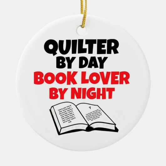Quilter van Day Book Lover by Night Keramisch Ornament (Voorkant)