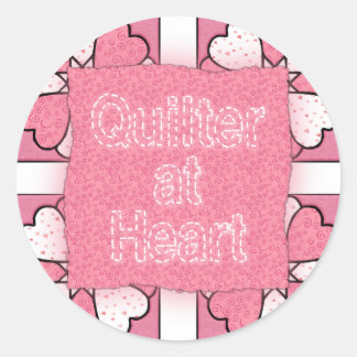 Quilter van hart ronde sticker