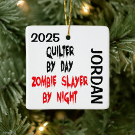 Quilter Zombie Slayer Aangepast Keramisch Ornament