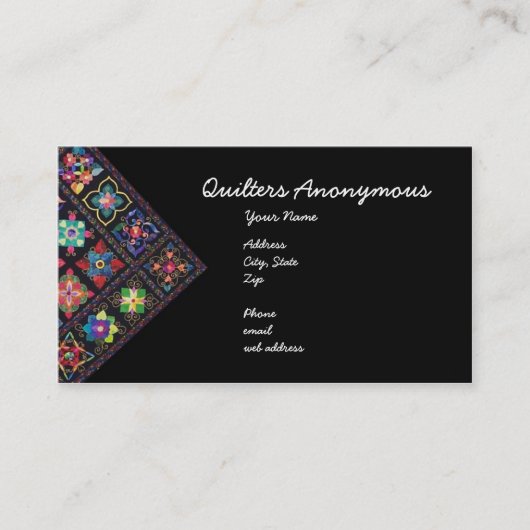 Quilters Anonymous Visitekaartje (Voorkant)