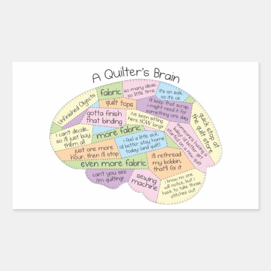 Quilter's Brain Rechthoekige Sticker (Voorkant)
