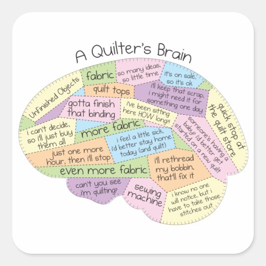 Quilter's Brain Vierkante Sticker (Voorkant)