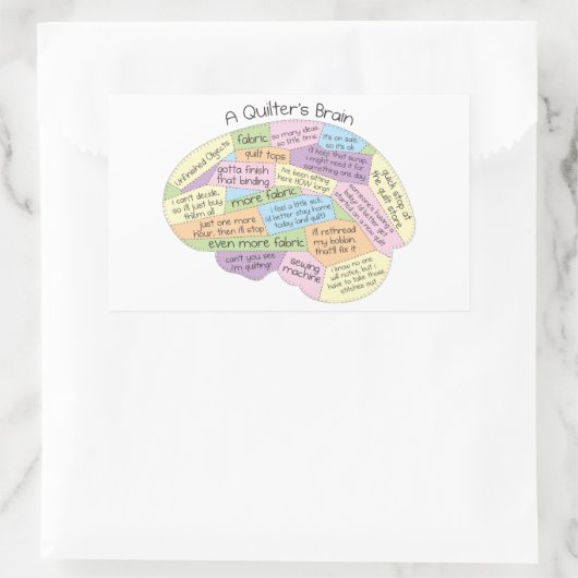 Quilter's brein rechthoekige sticker (Tas)