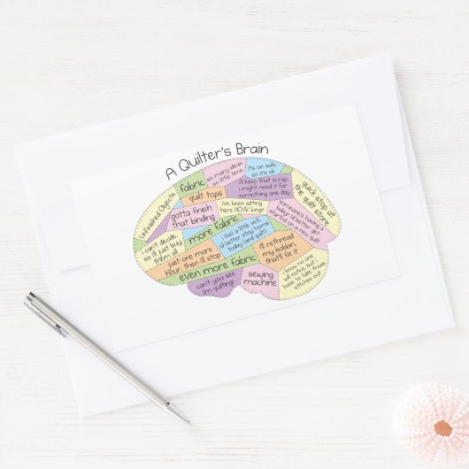 Quilter's brein rechthoekige sticker (Envelop)
