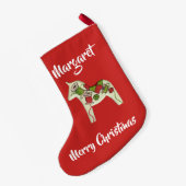 Quilter's Dala Horse Kleine Kerstsok (Achterkant (Hangend))