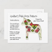 Quilter's Dala Horse Pattern voor delen Feestdagenkaart (Voorkant / Achterkant)