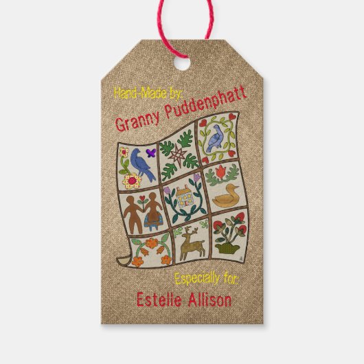 Quilters Gepersonaliseerd Handgemaakt Door Label Cadeaulabel (Voorkant)