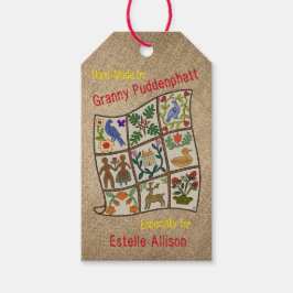 Quilters gepersonaliseerde met de hand gemaakt doo cadeaulabel