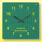 Quilter's Green Cutting Mat Clock Vierkante Klok
