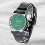 Quilter's Green Cutting Mat eWatch Horloge<br><div class="desc">Hier is een cadeau voor een quilter,  crafter of naaister die door jou helemaal uniek voor haar is gemaakt. Het gezichtsontwerp is een miniatuur replica van het klassieke groene snijmatraster met zwarte en gele accenten en ruimte om het met haar naam te personaliseren.</div>