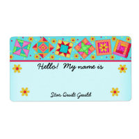 Quilters naam tag Turquoise Quilt Blocks