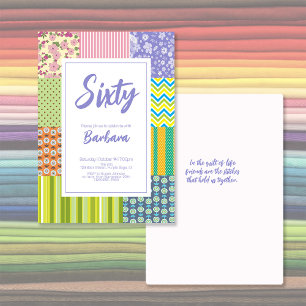 Quilters Patchwork 60e Verjaardag uitnodiging