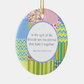 Quilters Patchwork gepersonaliseerd Keramisch Ornament (Rechts)