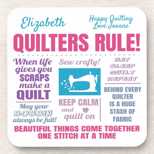 Quilters Quilting Quottes Bier Onderzetter (Voorkant)