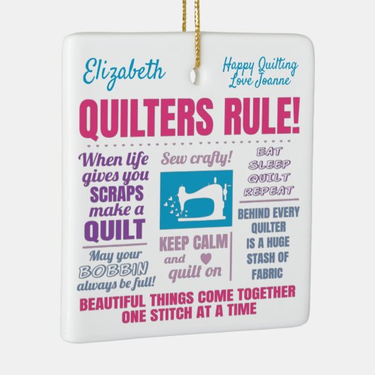 Quilters Quilting Quottes Keramisch Ornament (Rechts)