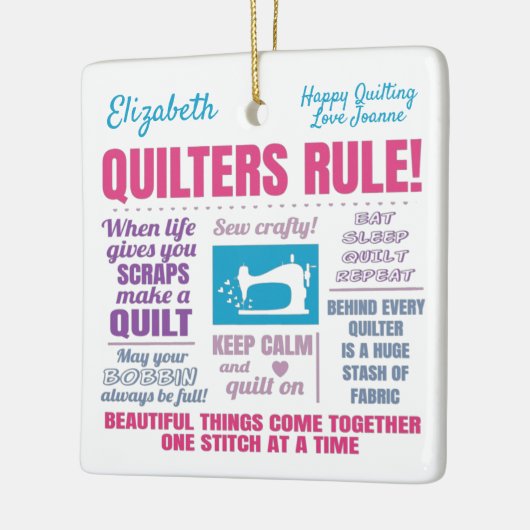 Quilters Quilting Quottes Keramisch Ornament (Links)