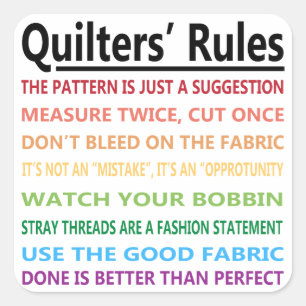 Quilters' regels vierkante sticker