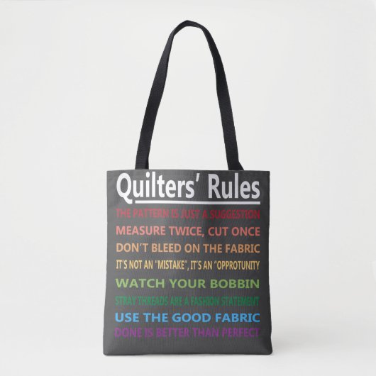Quilters Rules Tote Bag (Voorkant)