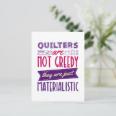 Quilters zijn geen greedy Materialistisch kantelen Briefkaart (Staand voorkant)