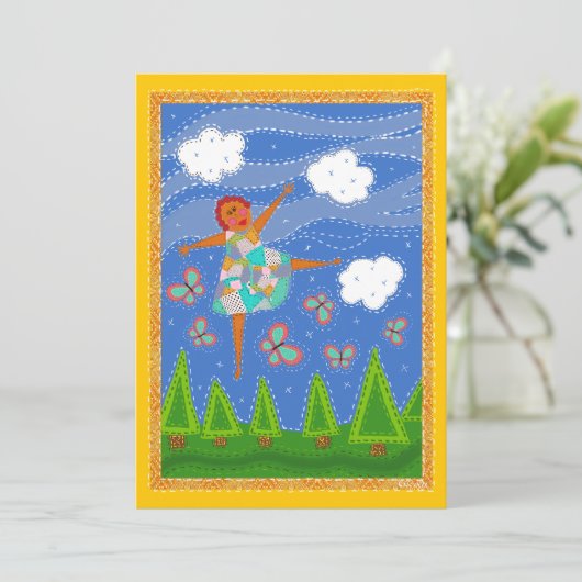 Quiltie red head, 5x7 flat card kaart (Staand voorkant)