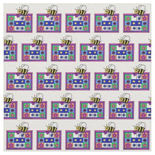Quilting Bee Cartoon Fabric Stof (Close Up)