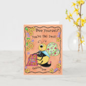 Quilting Bee Whimsy Honey Bee Jezelf Kunst Kaart (Gele Bloem)