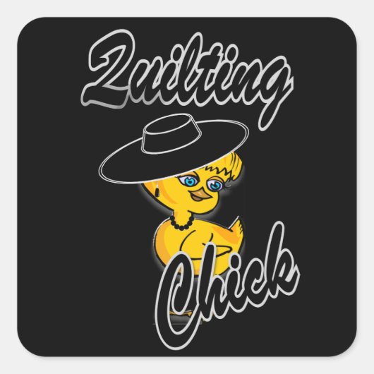 Quilting Chick #4 Vierkante Sticker (Voorkant)