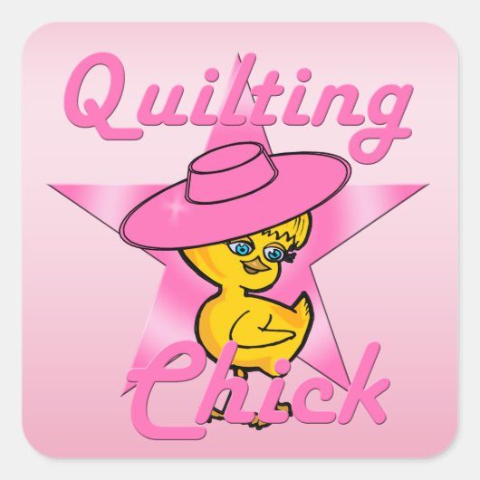 Quilting Chick #8 Vierkante Sticker (Voorkant)