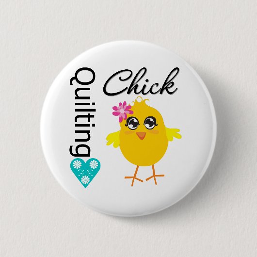 Quilting Chick Ronde Button 5,7 Cm (Voorkant)