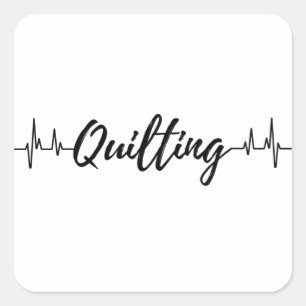 Quilting Heartbeat. Vierkante Sticker