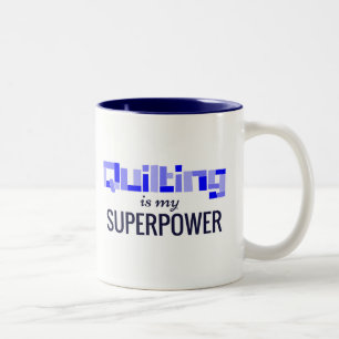 Quilting is Mijn Superpower in Blauw Tweekleurige Koffiemok