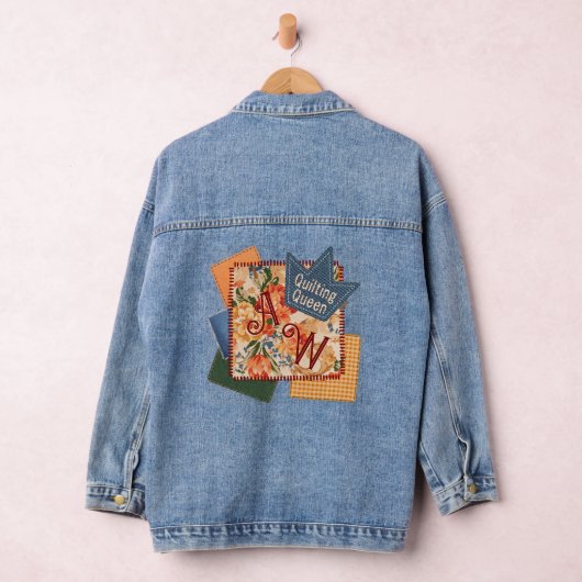 Quilting Queen Monogram Denim Jas Denim Jacket (Hangar)