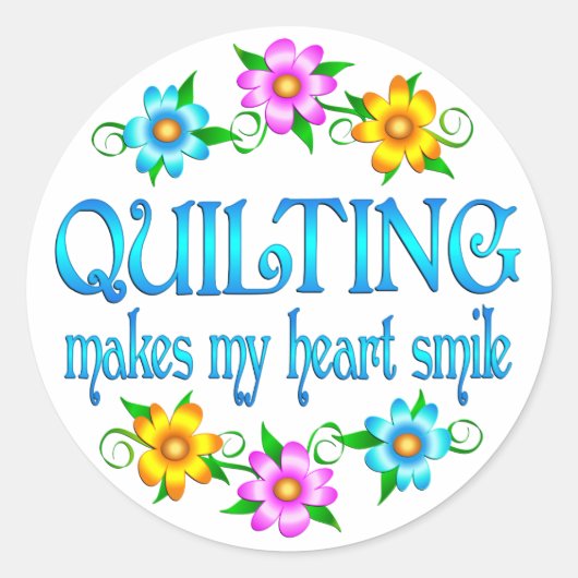 Quilting Smile Ronde Sticker (Voorkant)