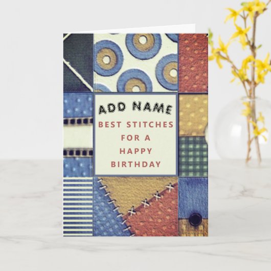 Quilting verjaardag kaart (Gele Bloem)