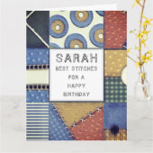 Quilting verjaardag kaart (Gele Bloem)