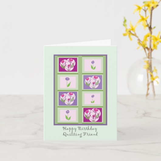Quilting Vriend Verjaardag Kaart (Gele Bloem)