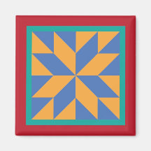 Quiltmagneet - Hunter's Star (blauw/geel)