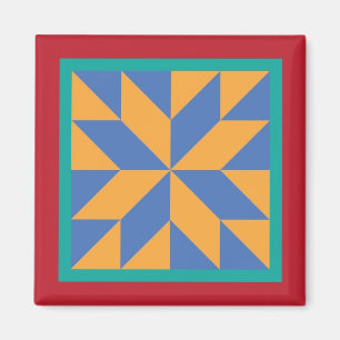 Quiltmagneet - Hunter's Star (blauw/geel) Magneet