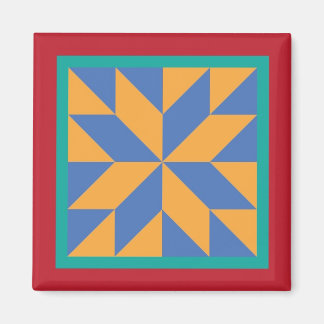 Quiltmagneet - Hunter's Star (blauw/geel) Magneet