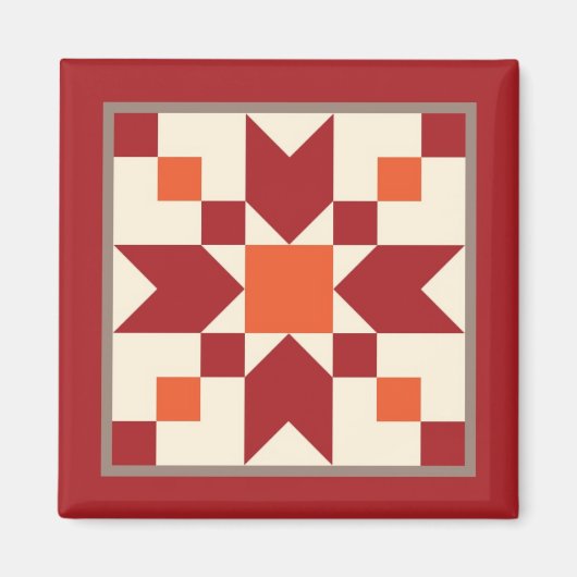 Quiltmagneet - Stapstenen (kalkoenrood) Magneet (Voorkant)