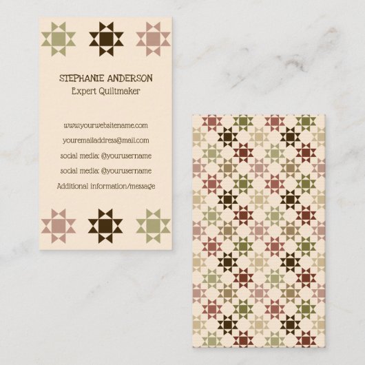 Quiltmaker, Quilten Business Amish Quilt Visitekaartje (Voorkant / Achterkant)