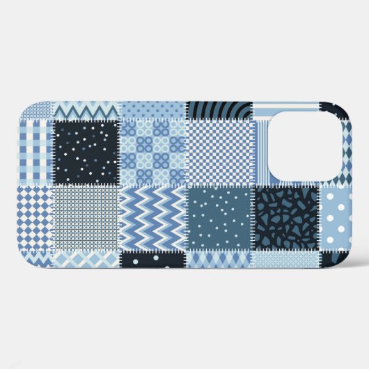 Quiltontwerp, geometrische patchwork, blauwe tinte Case-Mate iPhone case (Achterkant (horizontaal))